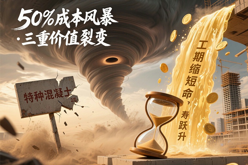 成本效益风暴 _50%成本风暴 · 三重价值裂变_ 龙卷风意象：左侧特种